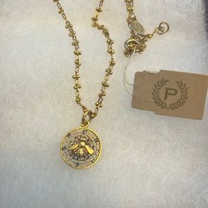 14k gold plated bee necklace
